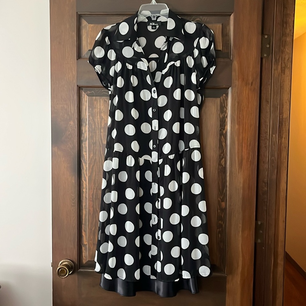 AGB Women’s Polka Dot Black and White Dress Size 12